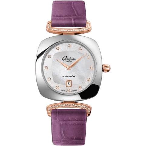Pavonina Date Stainless Steel / Red Gold / Diamond / MOP / Alligator