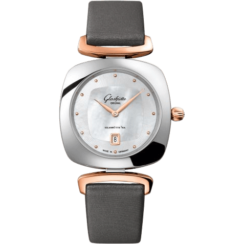 Pavonina Date Stainless Steel / Red Gold / MOP / Calf