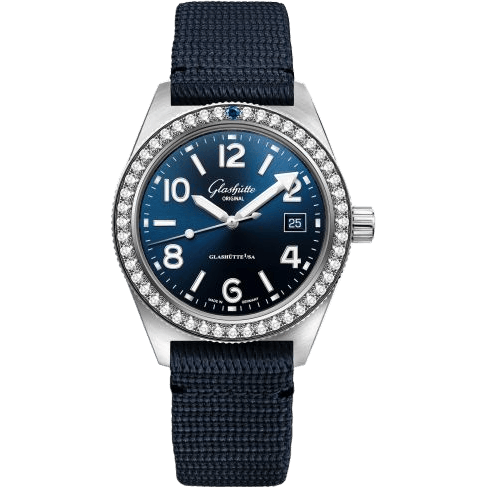 SeaQ Date Stainless Steel / Diamond / Blue / Synthetic - Pin