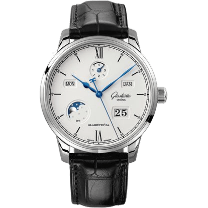Senator Excellence Perpetual Calendar Stainless Steel / Silver / Alligator / Folding