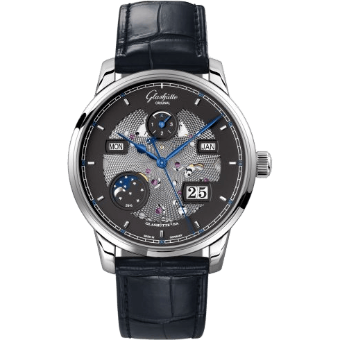 Senator Excellence Perpetual Calendar White Gold / Black-Skeleton/ Alligator / Folding