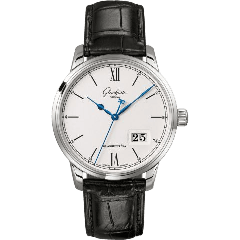 Senator Excellence Panorama Date Stainless Steel / Silver / Alligator - Pin