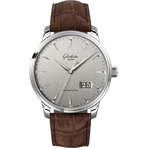 Senator Excellence Panorama Date Stainless Steel / Grey / Alligator / Folding