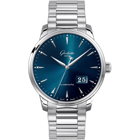 Senator Excellence Panorama Date Stainless Steel / Blue / Bracelet
