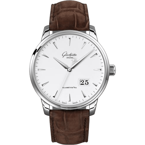 Senator Excellence Panorama Date Stainless Steel / Silver / Alligator / Folding