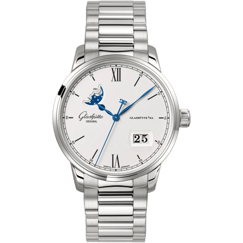 Senator Excellence Panorama Date Moonphase Stainless Steel / Silver / Bracelet