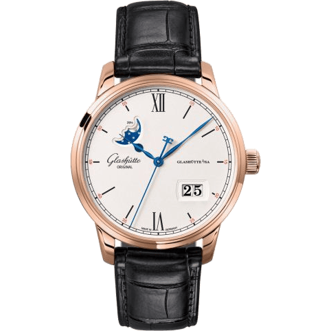 Senator Excellence Panorama Date Moonphase Red Gold / Silver / Alligator / Folding