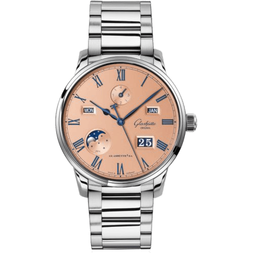 Senator Perpetual Calendar Stainless Steel / Salmon / Bracelet
