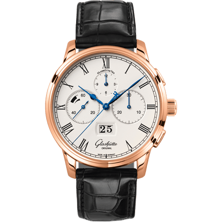 Senator Chronograph Panorama Date Red Gold / Silver / Alligator / Folding