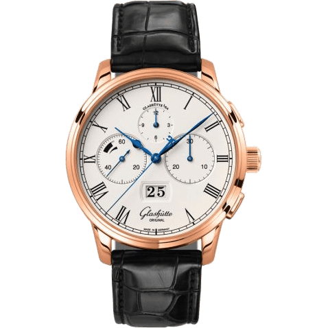 Senator Chronograph Panorama Date Red Gold / Silver / Alligator / Folding