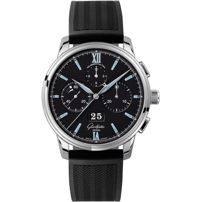 Senator Chronograph Panorama Date Stainless Steel / Black / Rubber - Folding