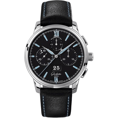 Senator Chronograph Panorama Date Stainless Steel / Black / Calf - Folding