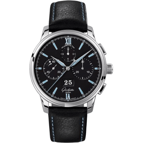 Senator Chronograph Panorama Date Stainless Steel / Black / Calf - Folding
