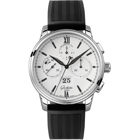 Senator Chronograph Panorama Date Stainless Steel / Silver / Rubber / Pin