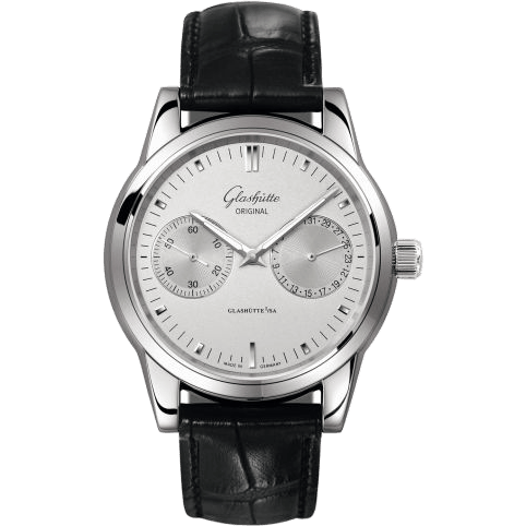 Senator Hand Date Stainless Steel / Silver Alligator / Pin