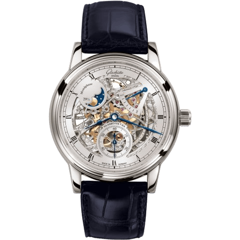 Senator Moon Phase White Gold / Skeleton / Alligator / Pin