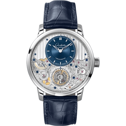 Senator Chronometer Tourbillon Platinum / Blue / Alligator / Folding