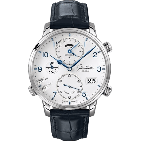 Senator Cosmopolite Stainless Steel / Silver-Arabic / Alligator / Folding