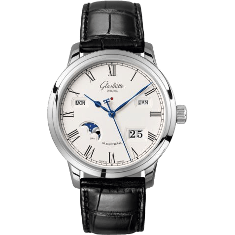 Senator Perpetual Calendar Stainless Steel / Silver / Alligator / Pin