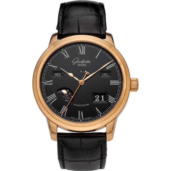 Senator Perpetual Calendar Red Gold / Black / Alligator / Folding