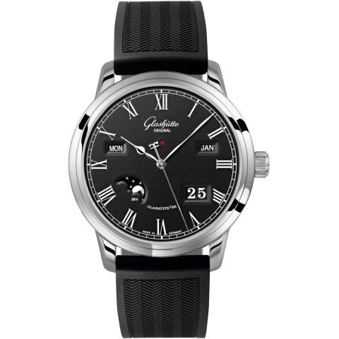 Senator Perpetual Calendar Stainless Steel Black / Rubber / Folding