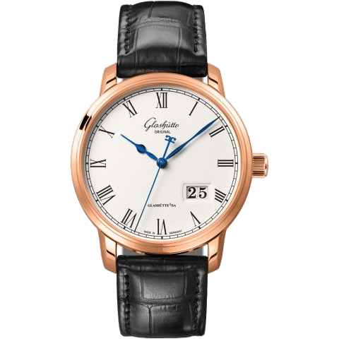 Senator Panorama Date Red Gold / Silver / Alligator / Folding