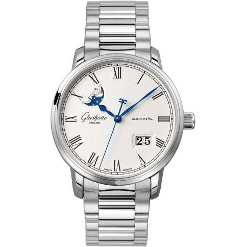 Senator Panorama Date Moon Phase Stainless Steel / Silver / Bracelet