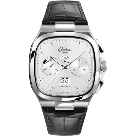 Seventies Chronograph Panorama Date Silver / Alligator / Folding