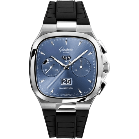 Seventies Chronograph Panorama Date Blue / Rubber / Folding