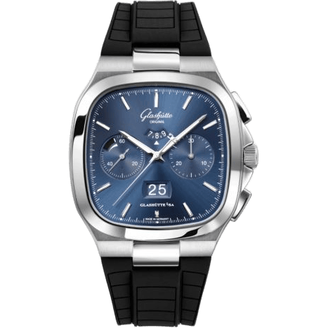 Seventies Chronograph Panorama Date Blue / Rubbe r - Folding