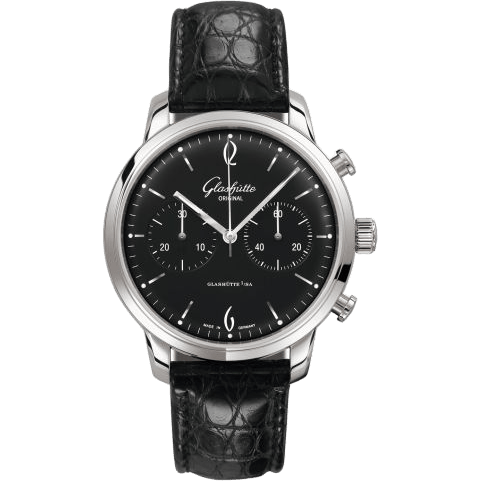 Sixties Chronograph Stainless Steel / Black / Alligator / Pin