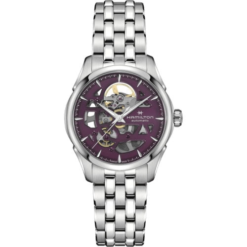 Jazzmaster Skeleton Lady Auto 36 Stainless Steel / Purple / Bracelet