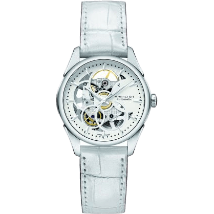 Jazzmaster Skeleton Lady Auto 36 Stainless Steel / White