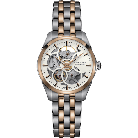 Jazzmaster Skeleton Lady Auto 36 Stainless Steel - Rose Gold / White / Bracelet