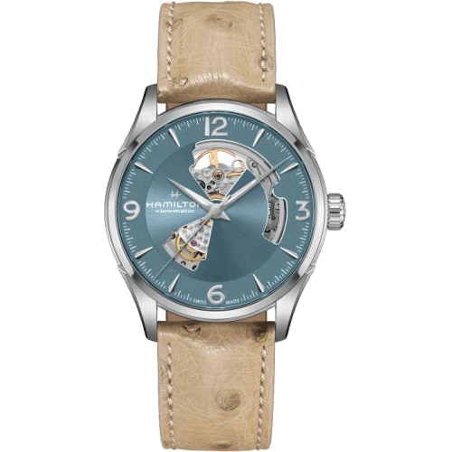 Jazzmaster Open Heart 42 Stainless Steel / Blue