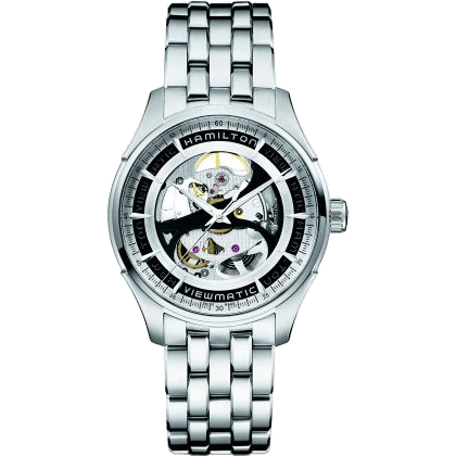 Jazzmaster Viewmatic Skeleton Auto Stainless Steel / Black / Bracelet