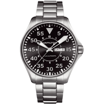 Khaki Aviation Pilot Day Date 46 Stainless Steel / Black / Bracelet