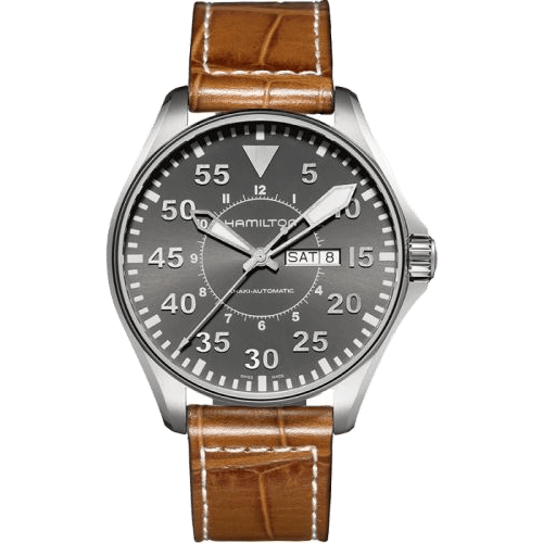 Khaki Aviation Pilot Day Date 46 Stainless Steel / Grey