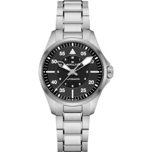 Khaki Aviation Pilot Auto 36 Stainless Steel / Black / Bracelet