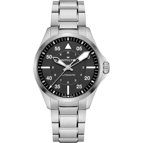 Khaki Aviation Pilot Auto 39 Stainless Steel / Black / Bracelet