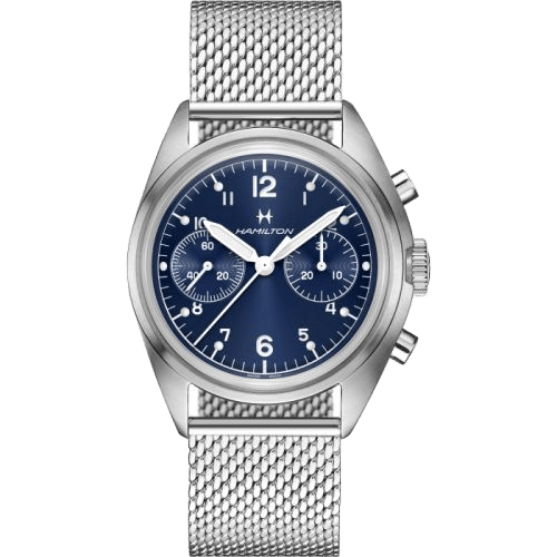 Khaki Aviation Pilot Pioneer Mechanical Chronograph Stainless Steel / Blue / Bracelet
