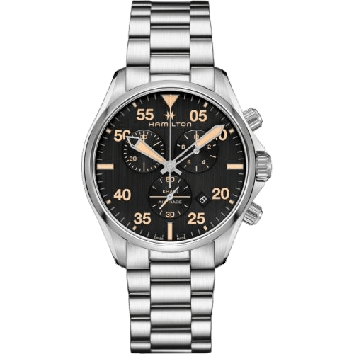 Khaki Pilot Chrono Quartz 44 Stainless Steel / Black