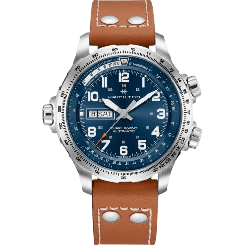 Khaki Aviation X Wind Day Date Auto Stainless Steel / Blue
