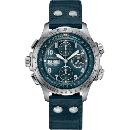 Khaki Aviation X Wind Day Date Auto Chrono Blue / Canvas