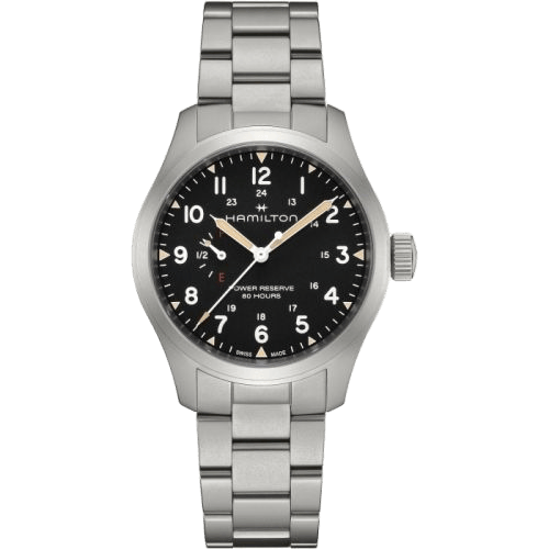 Khaki Field Mechanical Power Reserve Stainless Steel / Black / Bracelet