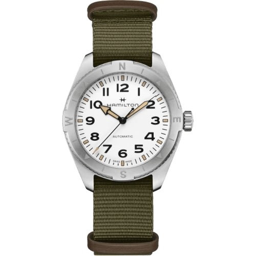 Khaki Field Expedition 41 Stainless Steel / White / NATO