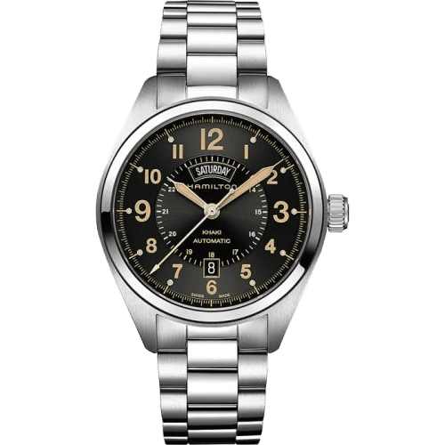 Khaki Field Day Date Automa Stainless Steel / Black / Bracelet