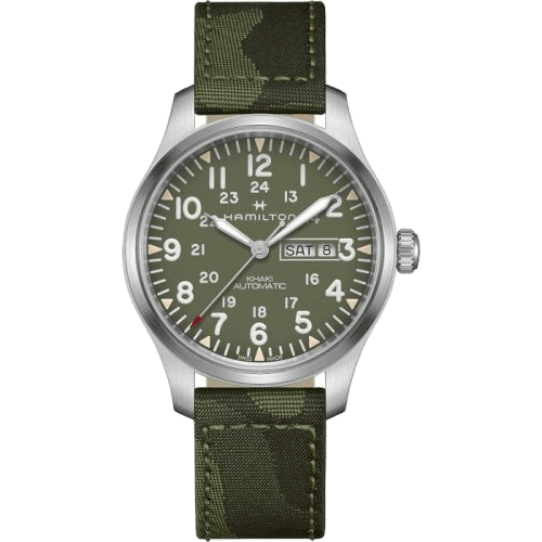 Khaki Field Day Date Auto Stainless Steel / Green