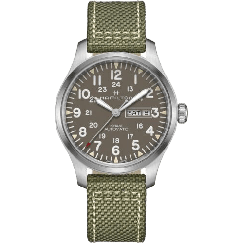 Khaki Field Day Date Auto Stainless Steel / Grey