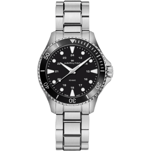 Khaki Navy Scuba Quartz 37 Stainless Steel / Black / Bracelet